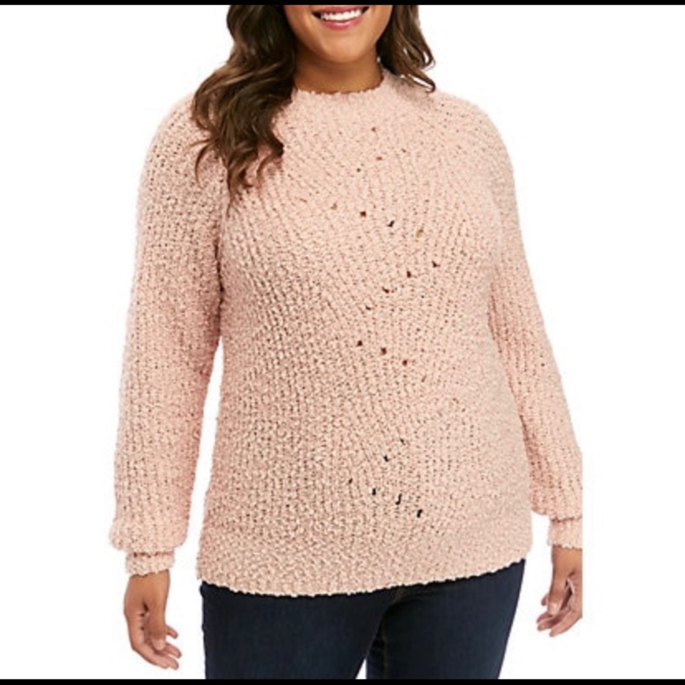 Wonderly Mock Neck Sweater Rose Smoke Size 1X